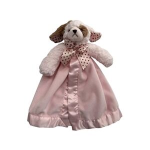 Bearington Baby Collection Pink Dog Security Blanket Lovey Wiggles Satin Girl